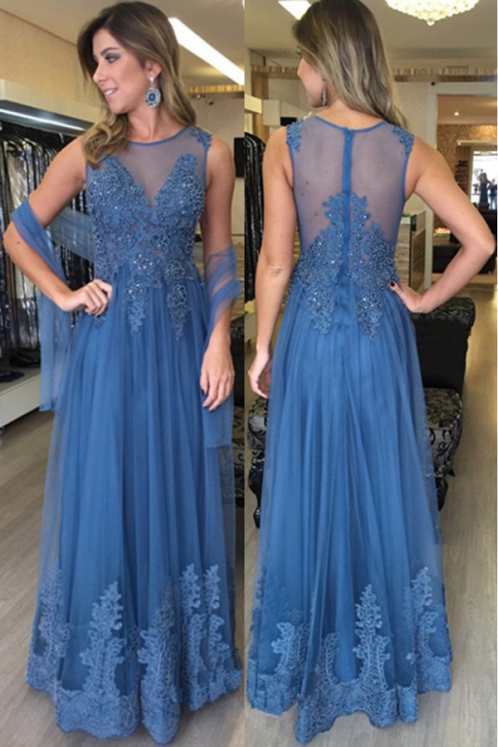 Lace and Tulle Long Long Prom Dresses Formal Evening Dresses 601081