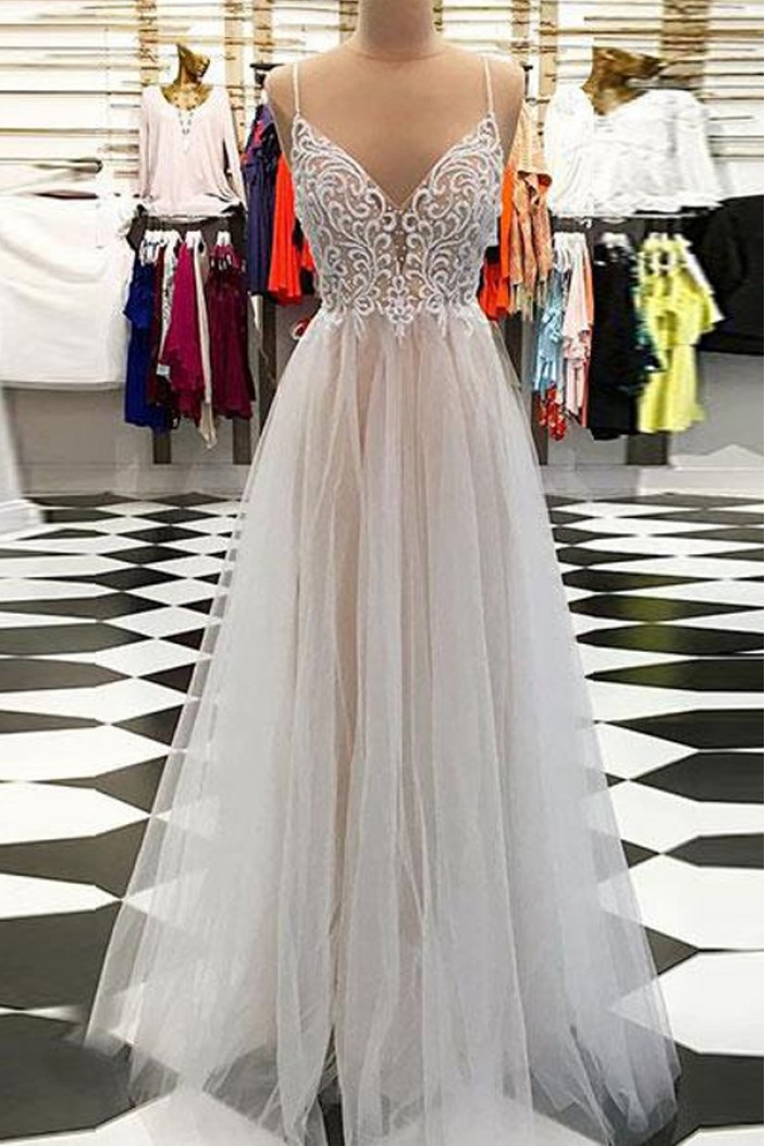 A-Line Long Prom Dresses Formal Evening Dresses 601094