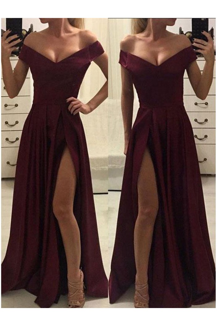 Elegant V-neck Off-the-Shoulder Long Prom Dresses Formal Evening Gowns 601121