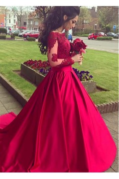 Ball Gown Off-the-Shoulder Lace Long Sleeves Prom Dresses Formal Evening Dresses 601228