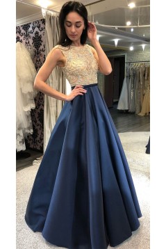 A-Line Beaded Long Prom Dresses Formal Evening Dresses 601244