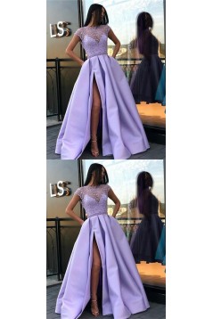 A-Line Beaded Long Prom Dresses Formal Evening Dresses 601254