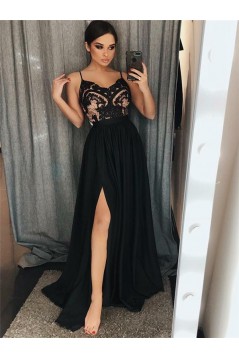 Spaghetti Straps Lace Long Prom Dresses Formal Evening Dresses 601265