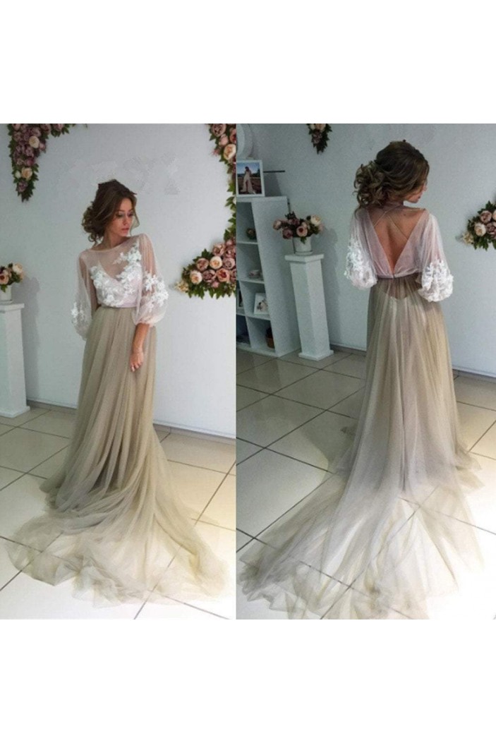 Lace and Tulle Long Prom Dresses Formal Evening Dresses 601268