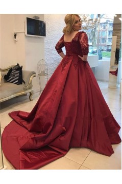 Ball Gown V-Neck Lace Long Prom Dresses Formal Evening Dresses 601271