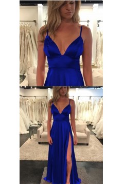 A-Line V-Neck Long Prom Dresses Formal Evening Dresses 601286