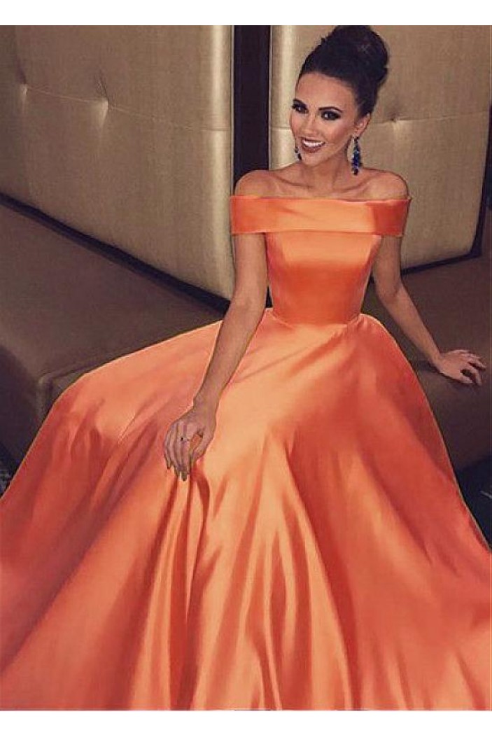 A-Line Off-the-Shoulder Long Prom Dresses Formal Evening Dresses 601348