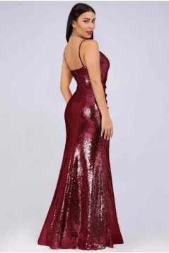 Elegant Spaghetti Straps V-Neck Sparkling Long Prom Dress Formal Evening Dresses 601398