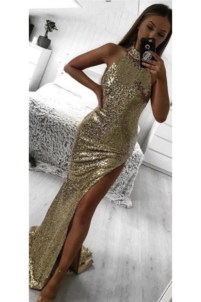 Mermaid Sequins Long Prom Dress Formal Evening Dresses 601452