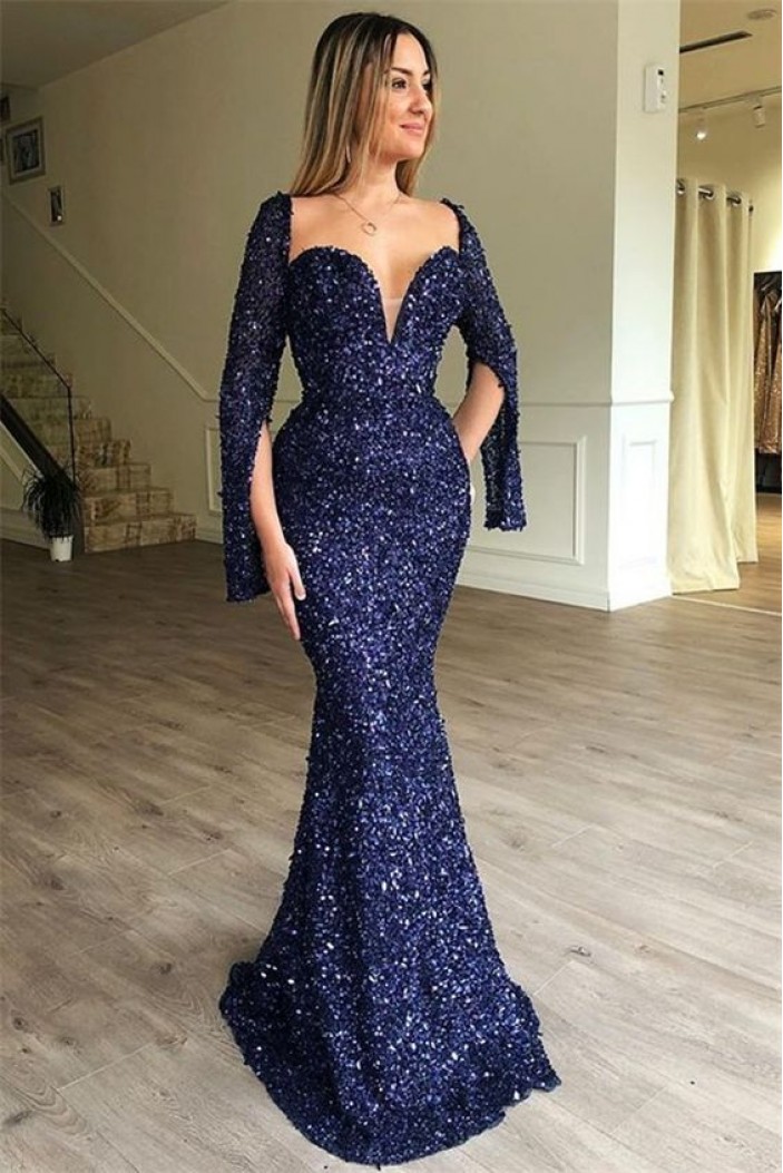 Mermaid Sparkling Long Prom Dress Formal Evening Dresses 601461