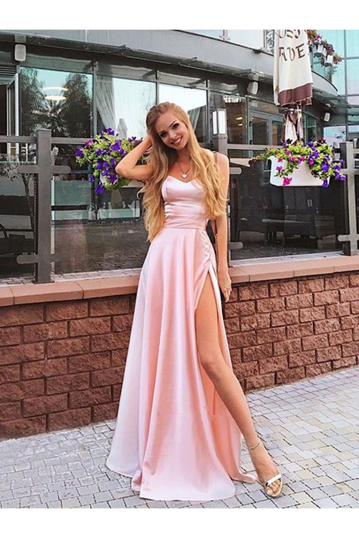 A-Line Long Pink Prom Dress Formal Evening Dresses 601481