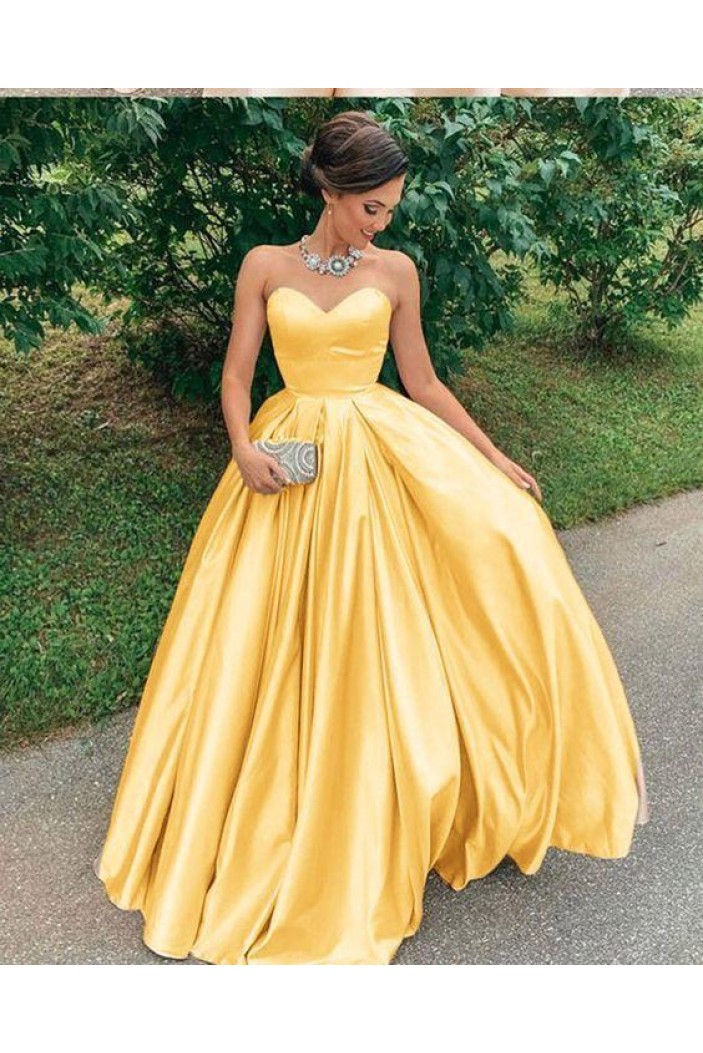 Ball Gown Sweetheart Satin Long Prom Dress Formal Evening Dresses 601483