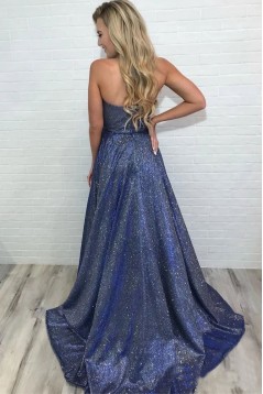 A-Line V-Neck Sparkling Long Prom Dress Formal Evening Dresses 601518