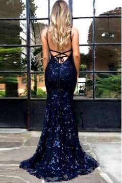 Mermaid Lace V-Neck Long Prom Dress Formal Evening Dresses 601544