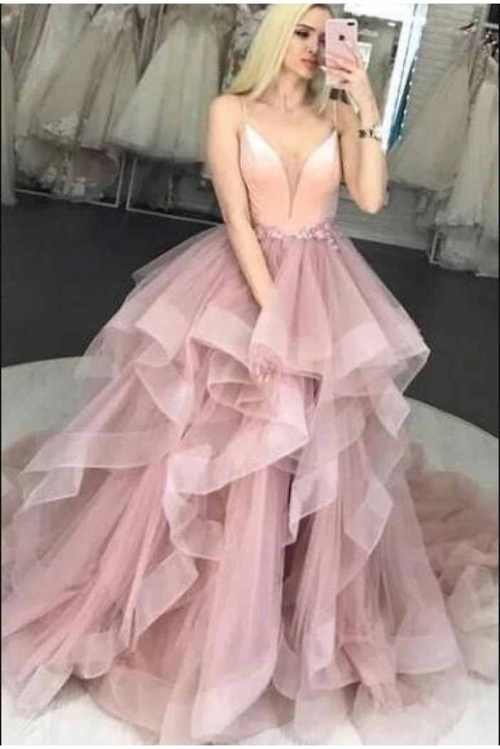 Tulle Ball Gown Long Prom Dress Formal Evening Dresses 601556