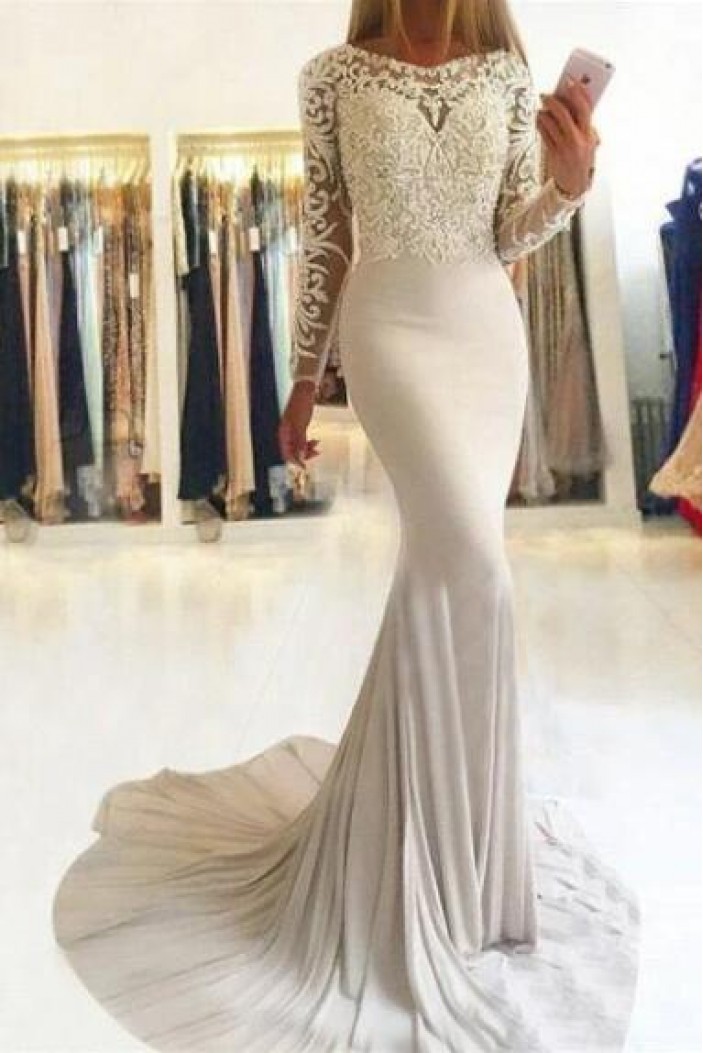 Mermaid Long Sleeves Lace Prom Dress Formal Evening Dresses 601563