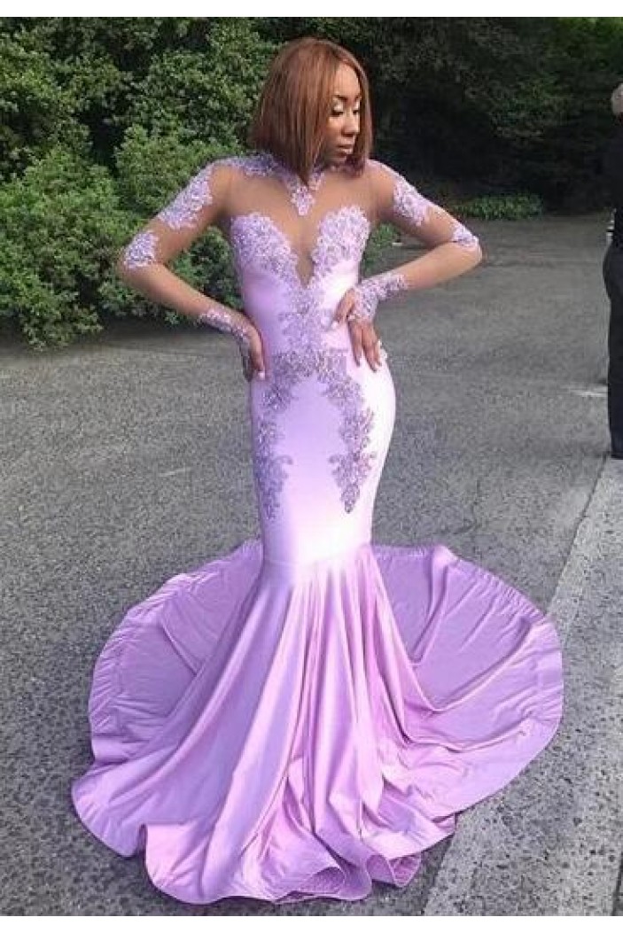 Mermaid Long Sleeves Lace Long Prom Dress Formal Evening Dresses 601565