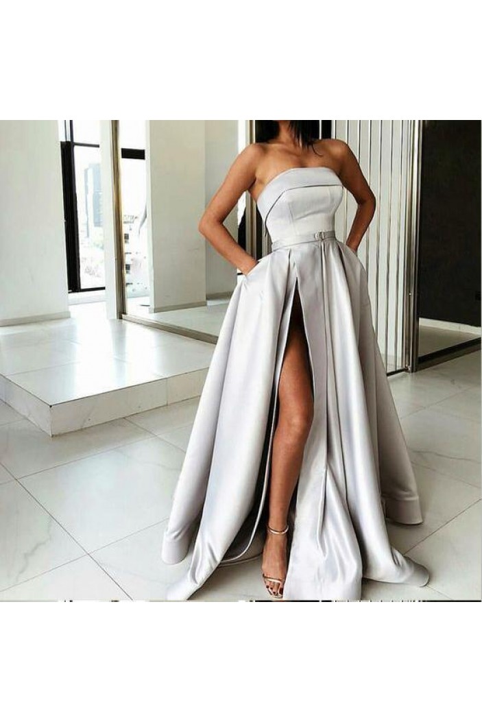 A-Line Strapless Long Prom Dress Formal Evening Dresses 601579