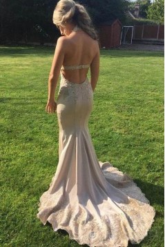 Mermaid Lace V-Neck Long Prom Dress Formal Evening Dresses 601593