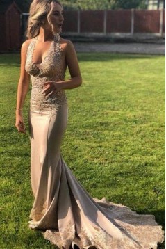 Mermaid Lace V-Neck Long Prom Dress Formal Evening Dresses 601593