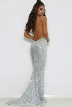 Mermaid Sparkle V-Neck Long Prom Dress Formal Evening Dresses 601606