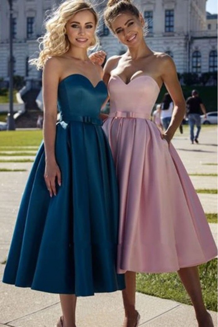 A-Line Sweetheart Satin Long Prom Dress Formal Evening Dresses 601639