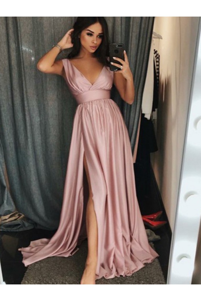 A-Line V-Neck Long Prom Dress Formal Evening Dresses 601729