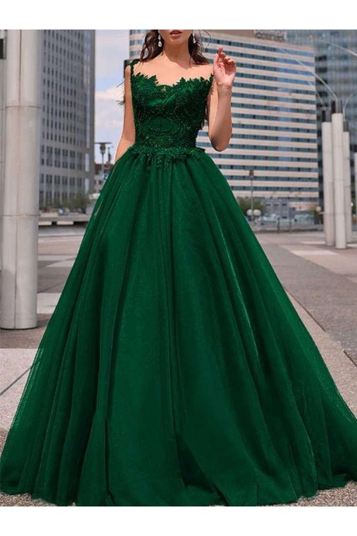 A-Line Lace Long Prom Dress Formal Evening Dresses 601741