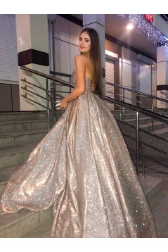 Ball Gown Strapless Sequins Long Prom Dress Formal Evening Dresses 601745