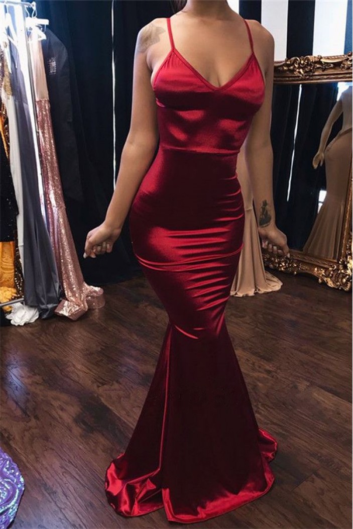 Mermaid V-Neck Long Prom Dress Formal Evening Dresses 601791