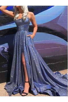 A-Line Sparkle Long Prom Dress Formal Evening Dresses 601801