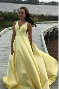 A-Line V-Neck Long Prom Dress Formal Evening Dresses 601809