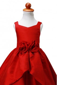 A-Line Red Flower Girl Dresses F010007