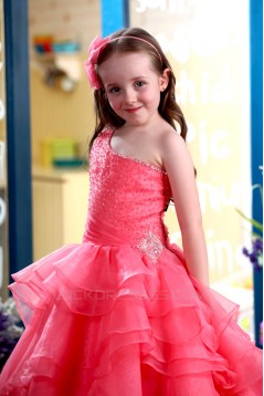 Ball Gown One-Shoulder Beaded Flower Girl Dresses 2050011