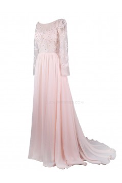 A-Line Bateau Long Sleeve Applique and Chiffon Backless Mother of the Bride Dresses M010003