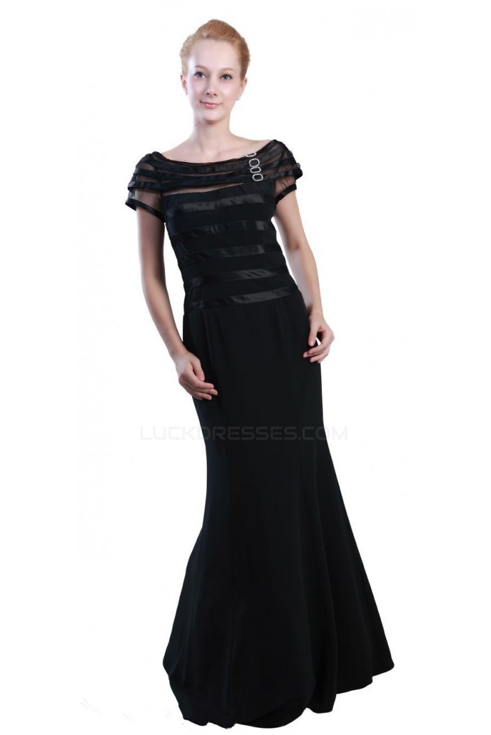 Trumpet/Mermaid Off-the-Shoulder Long Black Mother of the Bride Dresses M010021