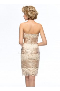 Short Strapless Lace and Satin Mother of the Bride Dresses with A Jacket M010067