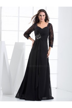 A-Line 3/4 Sleeve Beaded Lace and Chiffon Mother of the Bride Dresses M010080