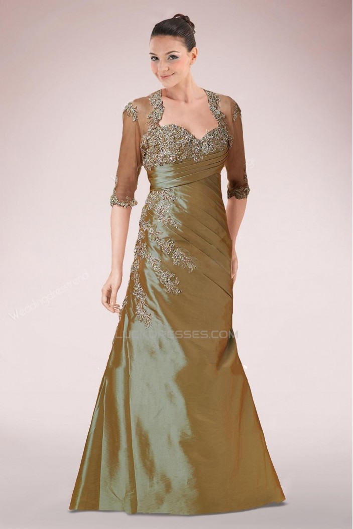 A-Line Sweetheart Beaded Applique Taffeta Mother of the Bride Dresses with A Jacket M010087