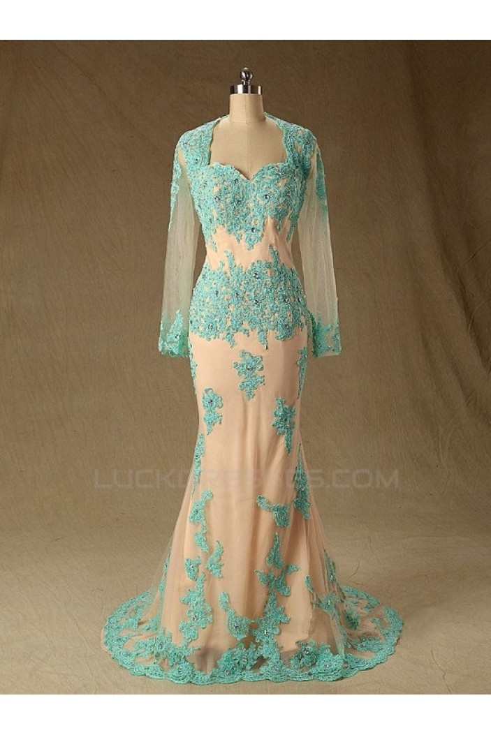 Trumpet/Mermaid Long Sleeve Beaded Applique Long Mother of the Bride Dresses M010104