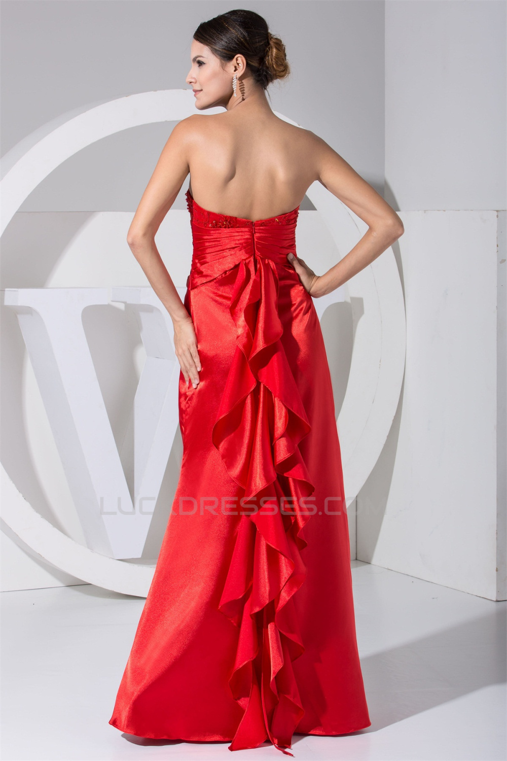 3/4 Sleeve Strapless A-Line Floor-Length Mother of the Bride Dresses ...