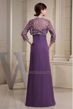 Elegant Sweetheart Floor-Length 3/4 Sleeve Chiffon Mother of the Bride Dresses with A Jacket 2040002