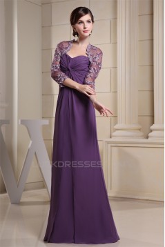 Elegant Sweetheart Floor-Length 3/4 Sleeve Chiffon Mother of the Bride Dresses with A Jacket 2040002