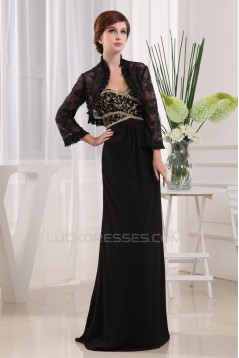 Beading Long Sleeves Floor-Length Sheath/Column Mother of the Bride Dresses with A Jacket 2040013