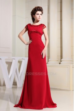 Beading Scoop Chiffon Silk like Satin Floor-Length Long Red Mother of the Bride Dresses 2040016