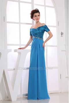 Beading Short Sleeve Chiffon Silk like Satin A-Line Mother of the Bride Dresses 2040018