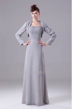 Sheath/Column Long Sleeves Floor-Length Chiffon Mother of the Bride Dresses with A Jacket 2040052