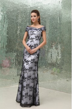Off-the-Shoulder Sleeveless Lace Silk like Satin Mother of the Bride Dresses 2040056