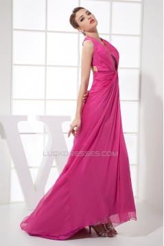 Sheath/Column Sleeveless Pleats Chiffon Silk like Satin Mother of the Bride Dresses 2040075