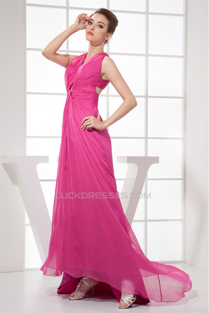 Sheath/Column Sleeveless Pleats Chiffon Silk like Satin Mother of the Bride Dresses 2040075